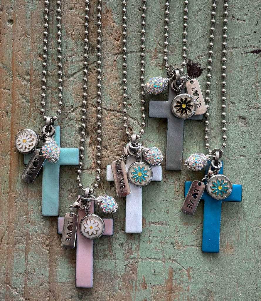 steel grey enamel cross assemblage